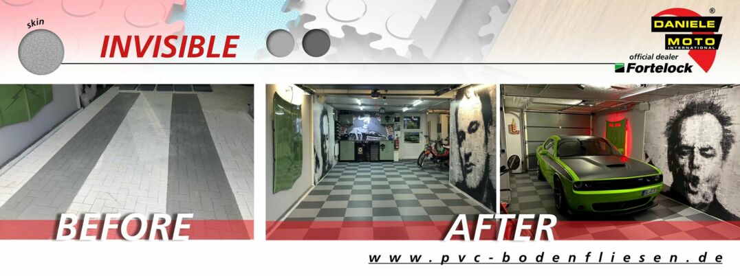Garagenboden mit PVC Bodenfliesen von Fotelock Verwendungsbeospiel